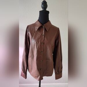 Who what wear Leather Blouse Brown